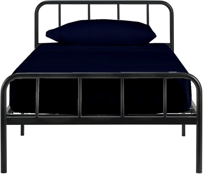 NON Sticky cotton 4 PC Cot Sheet Set 25x75, 100% Cotton Fitted Cot Sheet- Perfect for Narrow Twin/Rv Bunk/Camping , Sheets Cot Bunk Bed-Fits Upto 4-8'' Deep Mattress- Navy Blue Solid,(New_cotset_019)