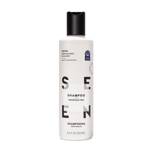 SEEN Shampoo, Fragrance Free - Non-Comedogenic & Sulfate-Free Hair Shampoo- Dermatologist-Developed - Safe for Sensitive, Eczema & Acne Prone Skin