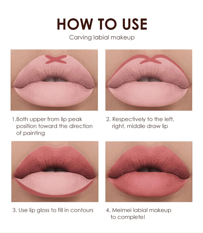 BestLand 6Pcs Matte Liquid Lipstick + Lip Liner Pens Set, One Step Lips Makeup Kits Pigment Velvety Nude Lip Stain Waterproof Long Wear Lip Gloss Make up Gift Set (Graceful Nudes Collection)