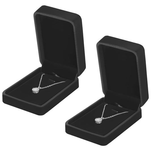 KUKUVR 2 Pieces Classic Velvet Necklace Pendant Box for Jewelry Gift, Small Jewellry Storage Display Case for Wedding Engagement Birthday Anniversary