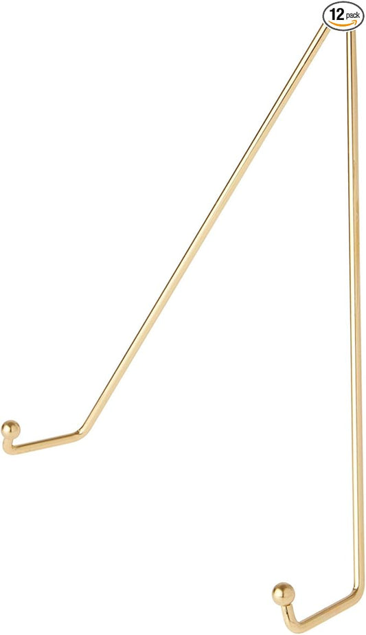 Bard's Shiny Gold-toned Wall Mountable Plate Hanger, 10" H x 8.25" W x 2" D (For Plates 10" - 14"), Pack of 12