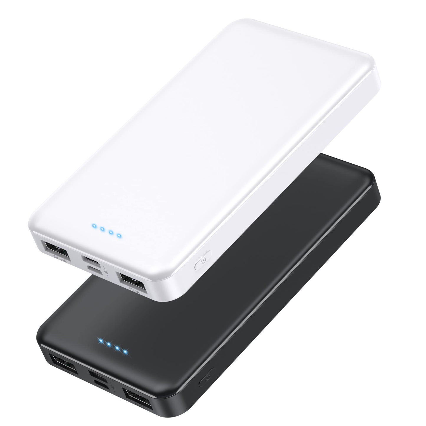 [2 Pack]Portable Charger Power Bank 10000mAh,Ultra Slim Portable Phone Charger with USB C Input & 2 Output Backup Charging External Battery Pack Compatible with iPhone 16/15/14/13/12,Android Phone etc