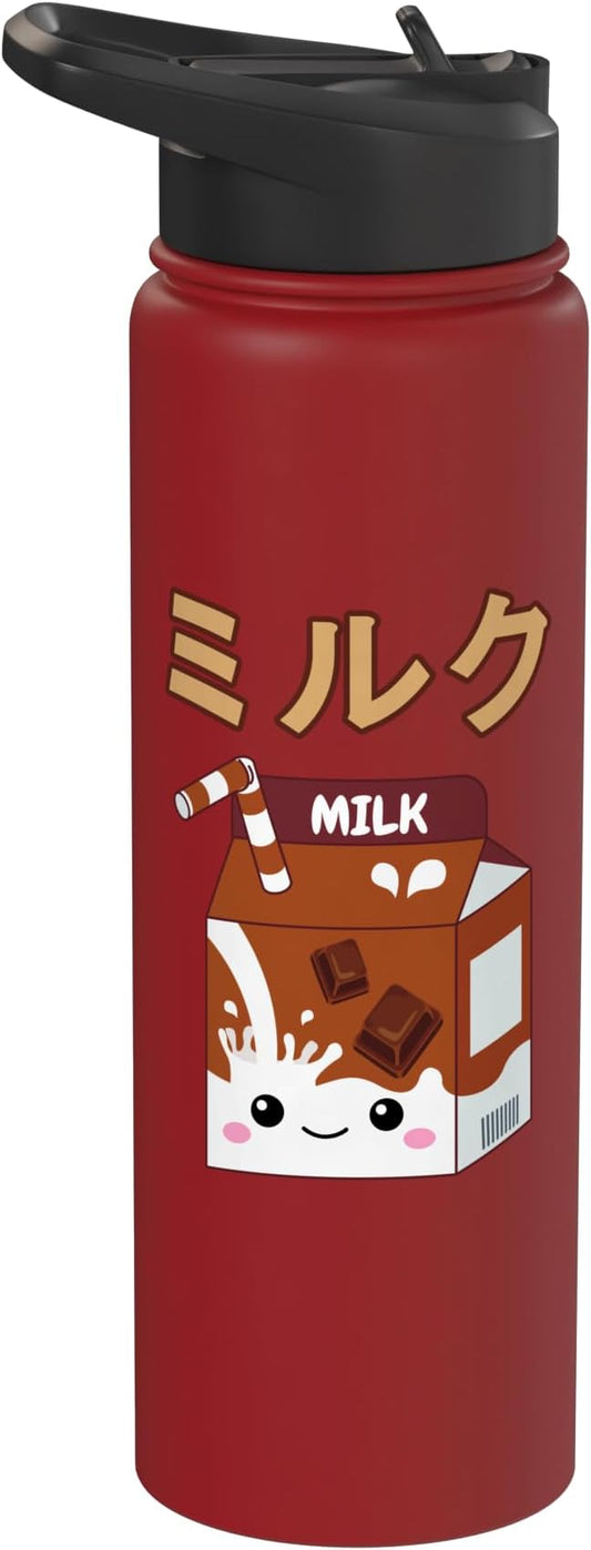 Cute Kawaii Chocolate Milk Japanese Anime Otaku Milkshake Stainless Steel Insulated Water Bottle