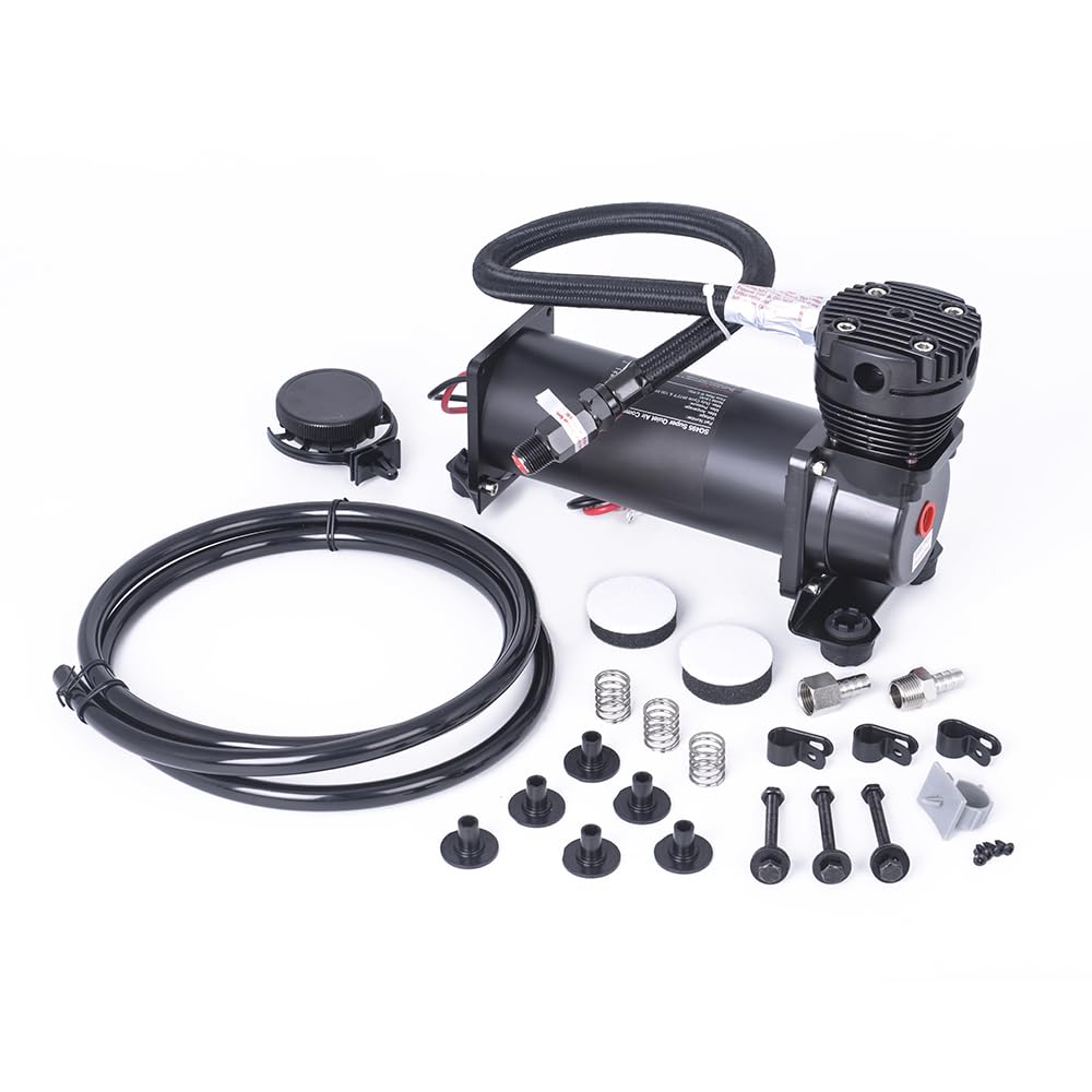 ZHSYMX Ultra Quiet Air Compressor, 1/4 NPT Super Silent 69DB 12V 300PSI Air Ride Suspension Compressor/Air Train Horn for Train/Truck/Car Black