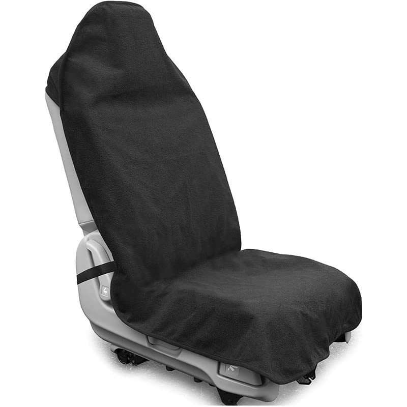 Waterproof Sweating Car Seat Cover for Post Gym Workout, Running, Swimming, Beach and Hiking, Universal Fit Non-Slip Towel Bucket Seat Protector for Cars SUV Trucks, Machine Washable (Black)