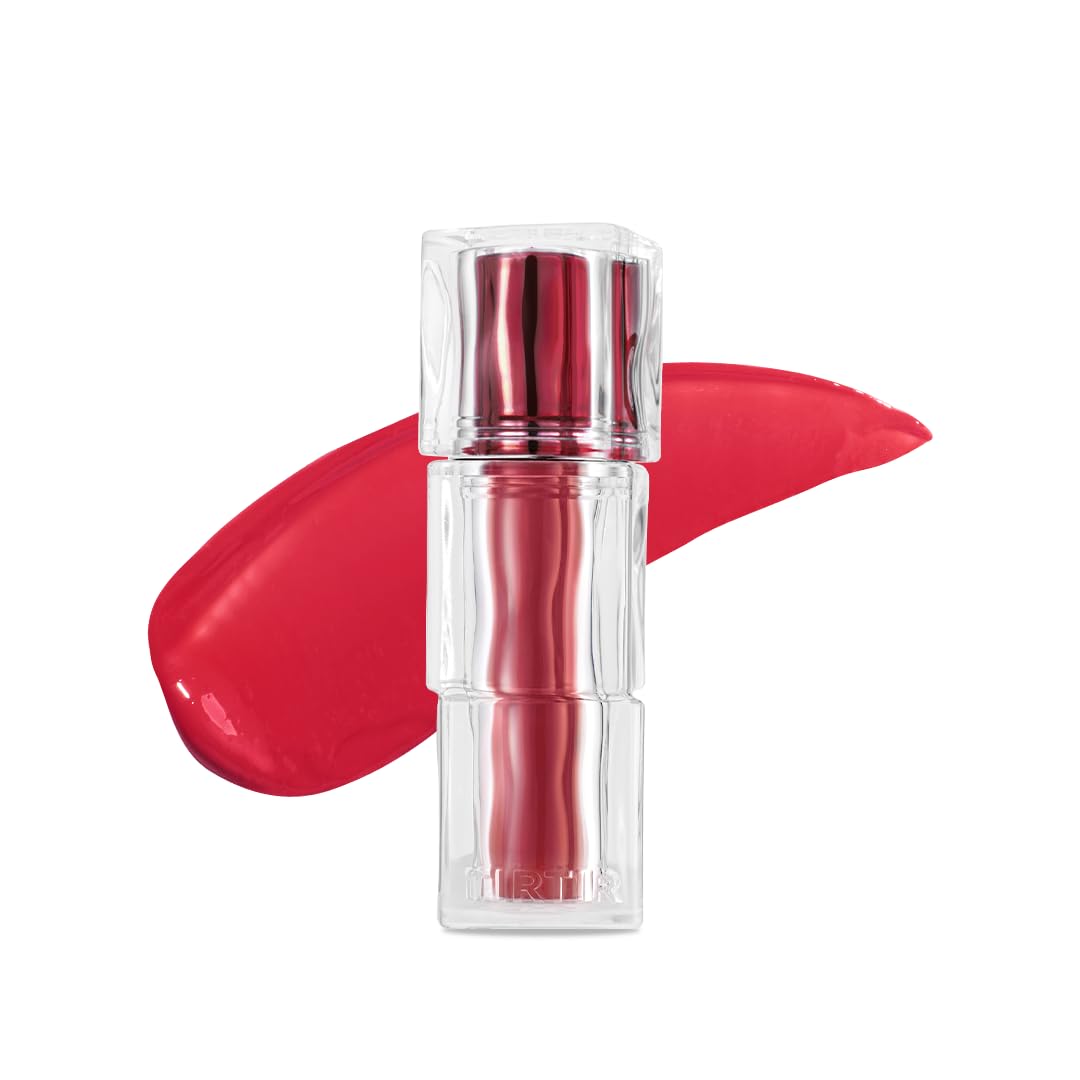 TIRTIR [*Mini Size Waterism Tinted Lip Gloss #18 Cherrid, 0.06 Fl Oz – Kiss Ready Lipgloss, 12H Long Lasting Non Sticky Natural Tinted Glow Korean Multiuse Cheek and Lip Tint for Women gift