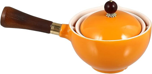 Ceramic teapot,large teapot,1pc Teapot Glass Water Pitcher Chinese Tea Maker Loose Leaf Tea Pot Chinese Household Filter Tea Steel Tea Filter(Yellow)