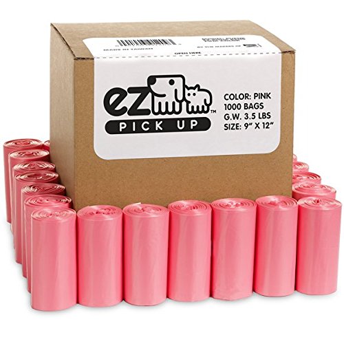 Pink Poop Bags - 1000 Count Dog Waste Bag, Cat Litter, EZ Pick Up Puppy Waste Disposal, 9"x12" Large