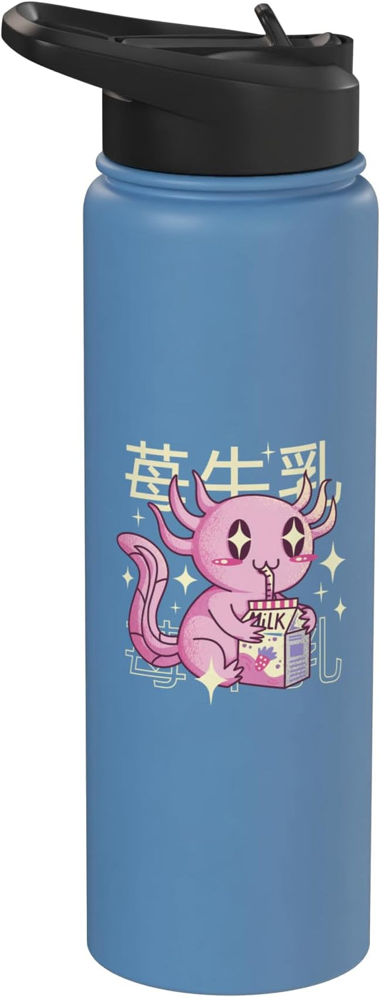 Cute Sea Creature Drinking Milk Japanese Art Kawaii Stainless Steel Insulated Water Bottle