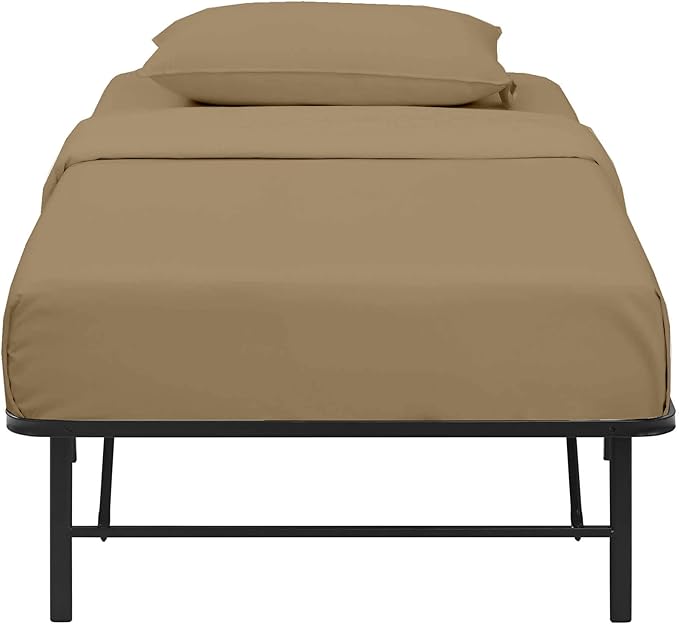 4-PC Fitted Sheet 30x80, 100% Cotton - Perfect for Narrow Twin/RV Bunk/Camping Cot/Guest Bed, Fits Upto 4-8" Deep Mattress - Taupe Solid