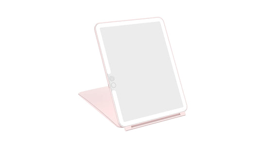 WEILY Makeup Mirror with Lights, 2000 mAh USB Rechargeable Lighted Makeup Mirror, Touch Screen 3 Colors Adjustable 72 LED Lights Compact Travel Mirror, Gift for Girls Women (Pink)