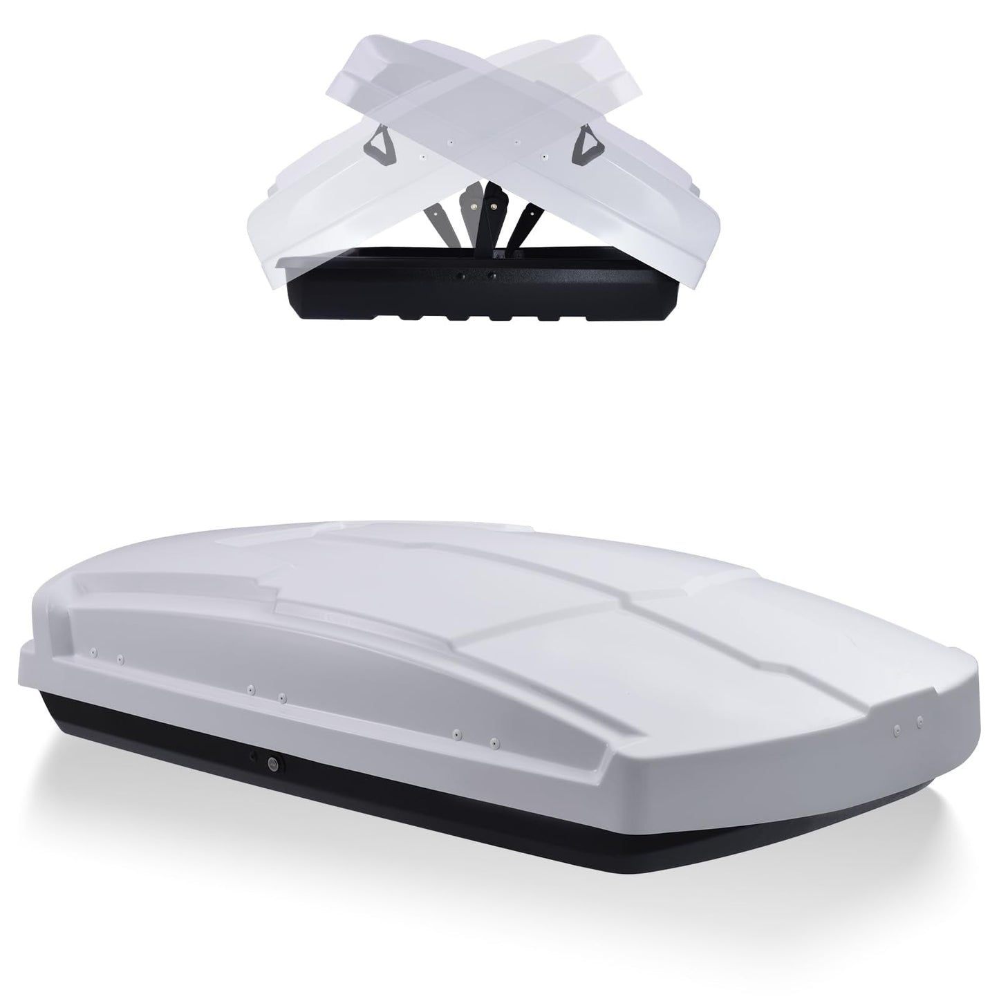 Hard Shell Rooftop Cargo Carrier, Waterproof Rooftop Cargo Box with Security Keys, Car Top Carrier Roof Cargo Box for Luggage Storage, 58.3 (L) x35.4 (W) x 13(H) Inches, (15 Cubic Feet, White)