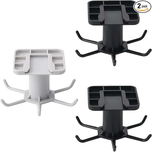 3PCS Under Cabinet Hooks for Kitchen Utensils, 360° Rotating Utility Hooks, Space-Saving Adhesive Kitchen Storage Rack for Hanging Tools and Utensils, Durable and Easy Installation (Black + Grey)