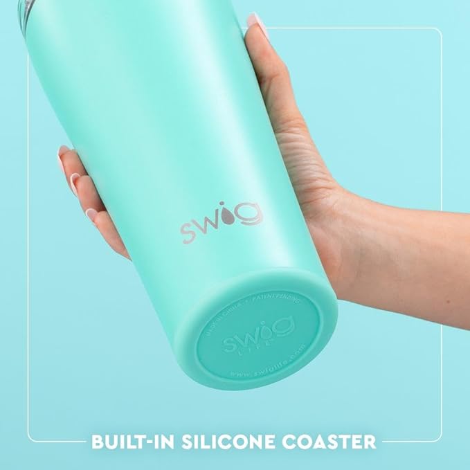 Swig Life 32oz Insulated Tumbler, Travel Coffee Tumbler with Lid, Cup Holder Friendly Travel Coffee Mug, Stainless Steel, 32 oz, Reusable Insulated Mug with Lid (Blue Lagoon)