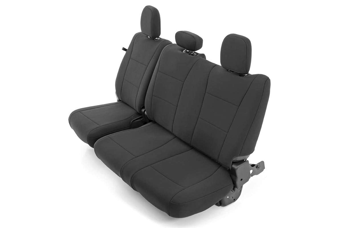 Rough Country Neoprene Seat Covers for Ford F-150/Lightning/F-250/F-350 (2015-2025) Crew Cab w/No Rear Armrest - Waterproof, UV Resistant, Foam Padded, F/R Seat Cover Set