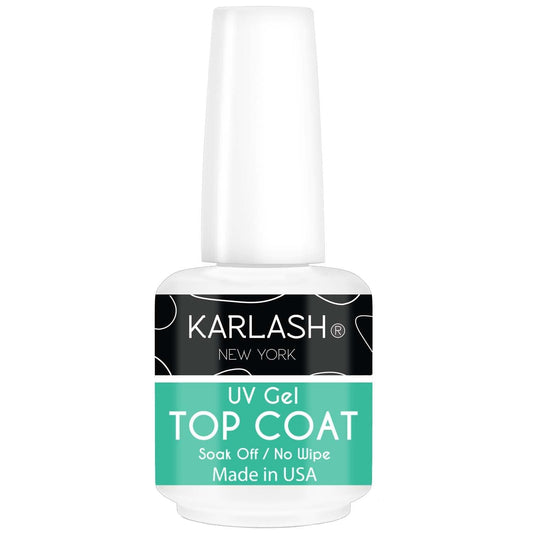 Karlash Professional USA Made 15ml No Wipe Gel Top Coat Shine Finish and Long Lasting, Soak Off UV Gel (2 Piece)