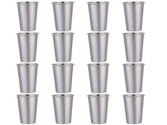 I-MART 16 Pack Stainless Steel Cups, 12 Ounces Pint Cup, Metal Cups for Drinking