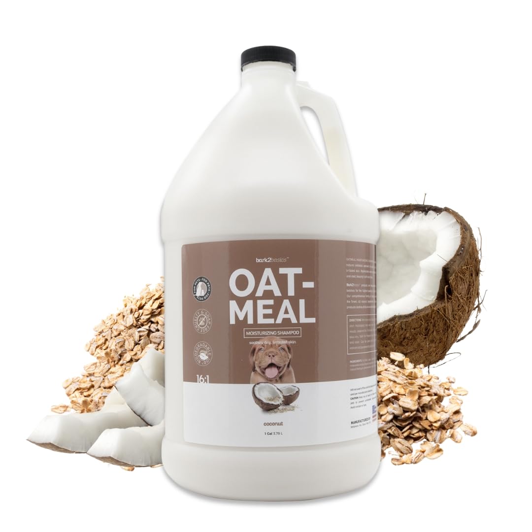 Bark2Basics Oatmeal Dog Shampoo, 1 Gallon - Natural Colloidal Oatmeal, Natural Ingredients, Calms Dry Itchy Irritated Skin, Moisturizes and Soothes the Skin and Coat, Professional Grade