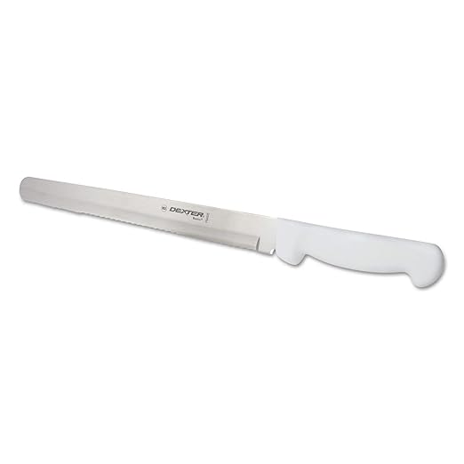 Dexter-Russell 31605 Basics Scalloped Slicer Knife, 12" Blade, Carving Knife for Meats, Roasts, Hams, Poultry, Fibrous Cuts, White Handle