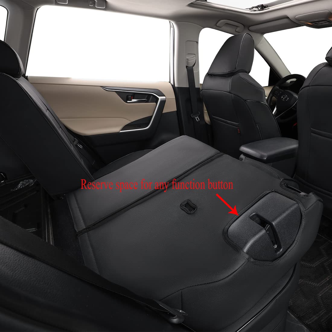 EKR Rav4 Seat Covers Custom Fit for Toyota Rav4 2019 2020 2021 2022 2023 2024 2025 LE,XLE,XLE Premium,Limited, Leather Truck Seat Cover Full Set for SUV,Faux Leather(Black)