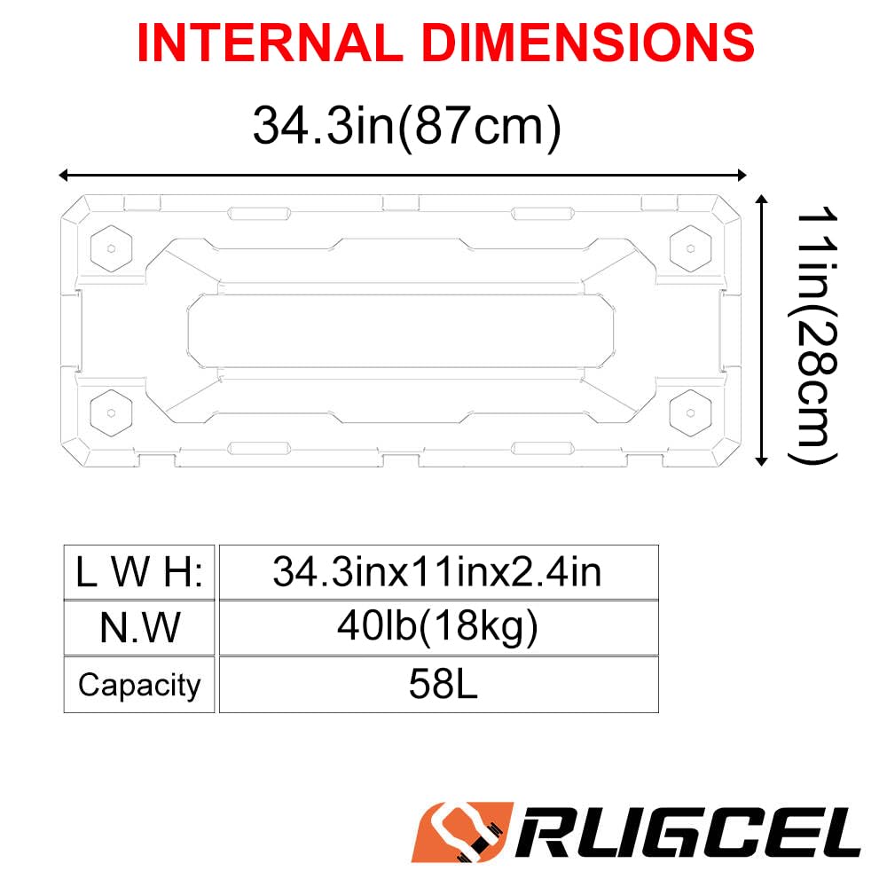 RUGCEL 58L Waterproof Dry Box - Heavy-Duty Overland & Off-Road Storage Case for Car Camping Equipment, Roof Gear & Vehicle Luggage