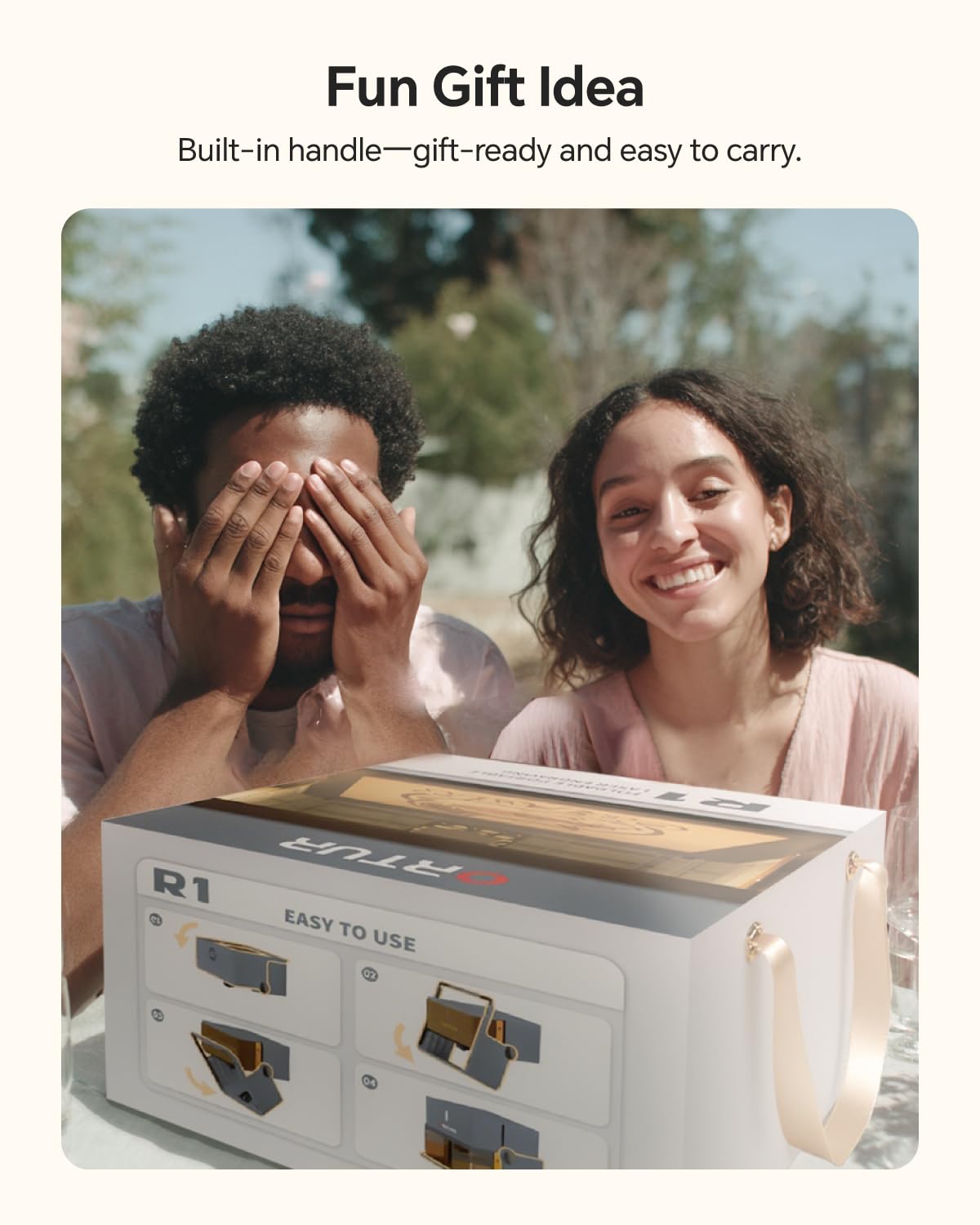 Ortur R1 5000mW Portable Laser Engraver and Cutter, Class 1 Foldable Laser Engraver, Exquisite Gift Box Packaging, APP Control Laser Engraver for Wood, Leather, Glass, Cloth (White)