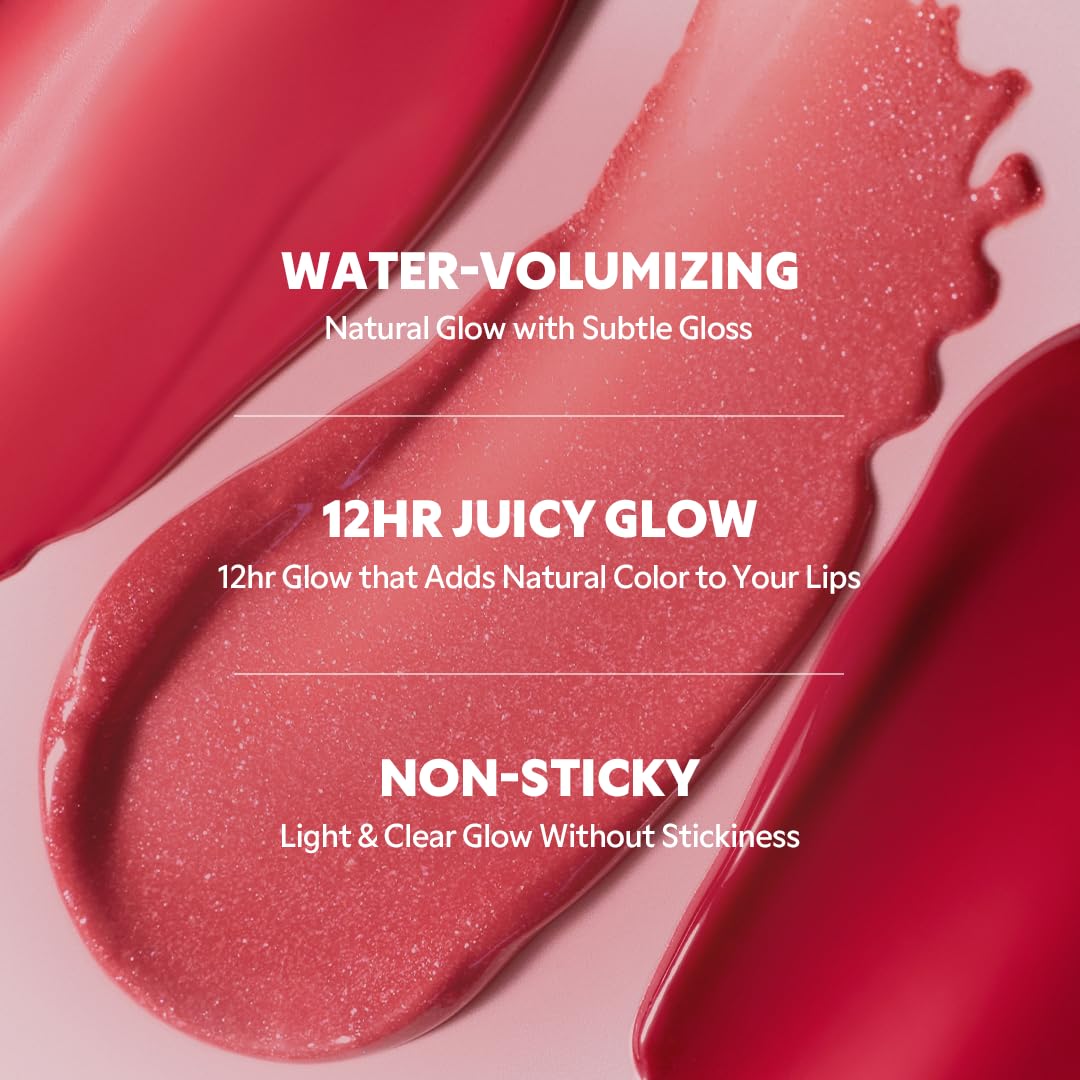 TIRTIR [*Mini Size Waterism Tinted Lip Gloss #11 Applum, 0.06 Fl Oz – Kiss Ready Lipgloss, 12H Long Lasting Non Sticky Natural Tinted Glow Korean Multiuse Cheek and Lip Tint for Women gift