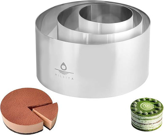 3Pcs Cake Molds for Baking, Seamless Stainless Steel Mousse Cake Rings, Mousse Ring Mold Round for Bakeware Tools-4/6/8in (3.94''H)