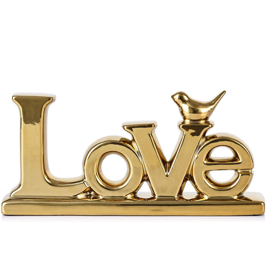 Love Sign Decoration - Gold Bird Sculpture Personalized Love Decor for Home, Living Room, Bedroom, Desktop & Cabinets