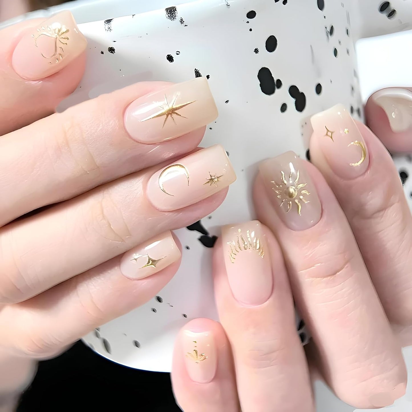 12 Sheets Star Nail Stickers for Nail Art Gold Moon Star Nail Art Stickers Decals 3D Self Adhesive Aurora Nail Decals Silver Star Nail Art Design Decoration Accessories for Women, Style 3