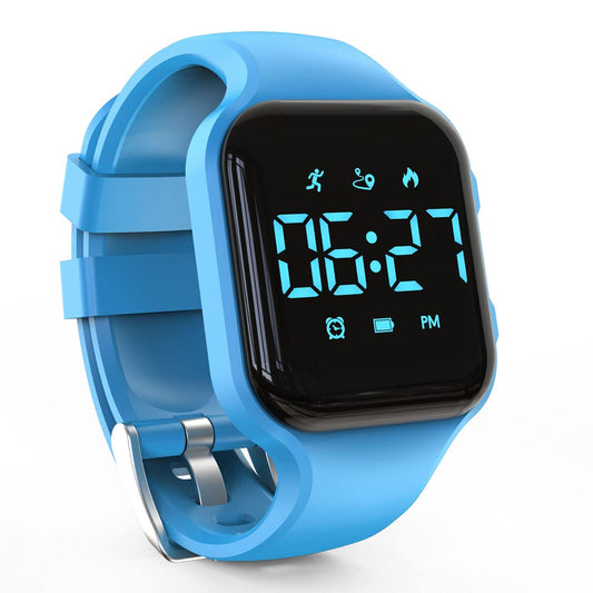 Focwony LED Kids Multifunction Steps Counting Watch, Digital Watch, Non-Bluetooth Pedometer Watch, Stopwatch, Alarm Clock, Calories for Women Children Girls Boys (Blue)