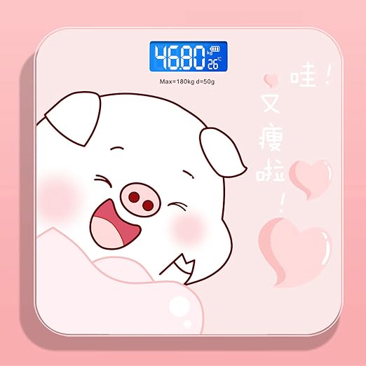 Scale for Body Weight, Smart Scale for Body Weight Accurate Measurement Tempered Glass Digital Bathroom Scale, Weight Scale for Home(Sticker Pink Pig)
