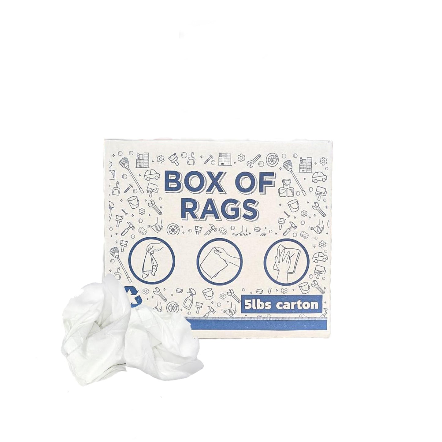 SupremePlus Recycled White Sheeting Cleaning Rags (600 lbs. Pallet 120x5 lbs. Box) – Lint Free White Cotton Cloths for Manufacturing | Automotive | Janitorial | Shop Rags Bulk - Multipurpose