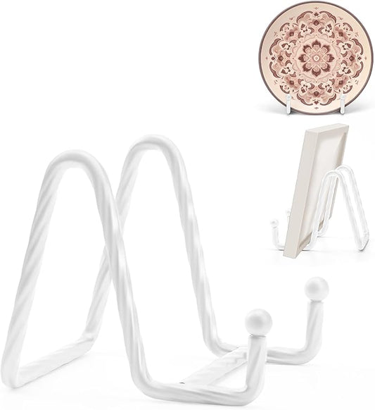 3Inch 3Pack Picture Easels for Display, Metal Decorative Plate Stand, White Picture Holder Stand, Picture Frame Stands for Display, Picture Frame Stand - Plate Display Stands Stand for Sign,Book