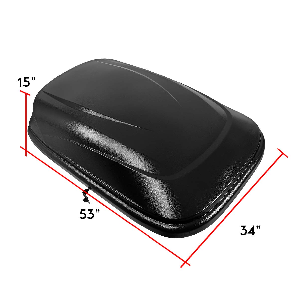 DNA MOTORING Rooftop Cargo Box Carrier Lockable Heavy Duty Car Top Storage Case, Capacity 110 Lbs, 53" L x 34" W x 15" H, 11 17 Cubic Ft.(Textured Black), PT-ZTL-8166-BK