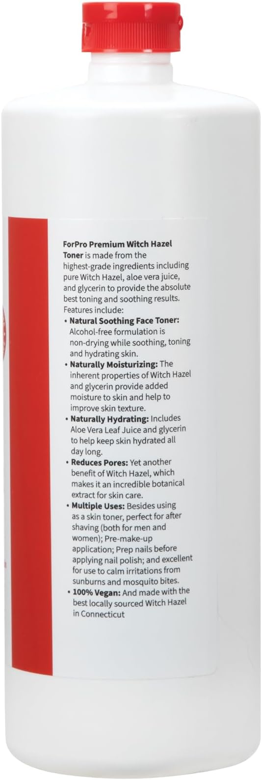ForPro Premium Witch Hazel Toner, Alcohol-Free, Naturally Soothe, Tone & Hydrate Skin, Vegan, Fragrance-Free, 32 Fl Oz