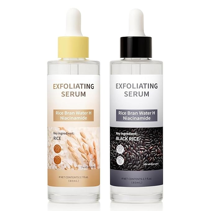 Rice Ampoule Duo – Day & Night Exfoliating Facial Peels with BHA, Niacinamide, Hyaluronic Acid & Rice Extract – for Clear Skin
