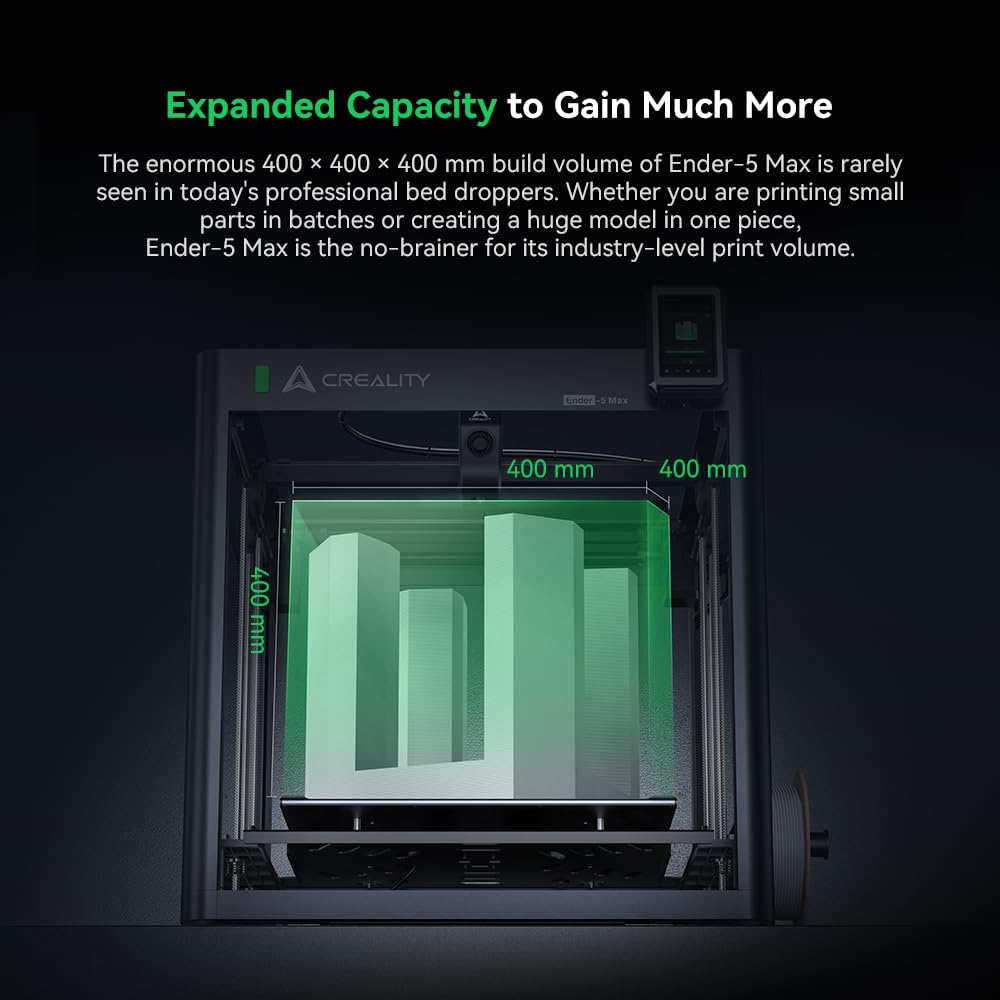 Creality Ender 5 Max 3D Printer with Auto Leveling, 400×400×400mm Large Build Volume, Max 700mm/s Speed, All-Metal Dual Gear Extruder, Multi-Printer Control Over WLAN
