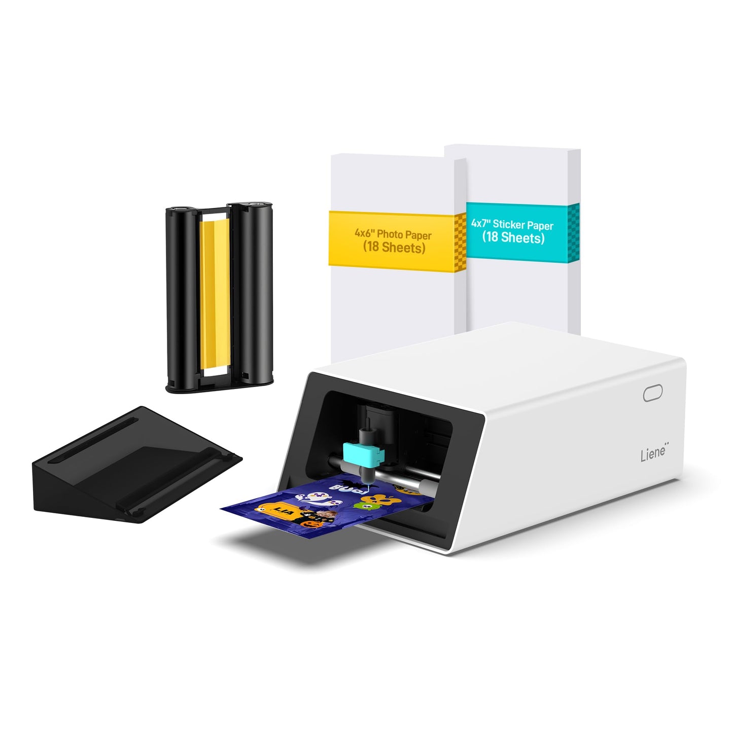 Liene PixCut S1 Color Sticker Printer & Cutting Machine - All-in-One Sticker Maker for DIY Crafts, Custom Labels & Gifts. Thermal Dye-Sublimation Photo Printer, 300 DPI, Precise AI Auto-Cutting