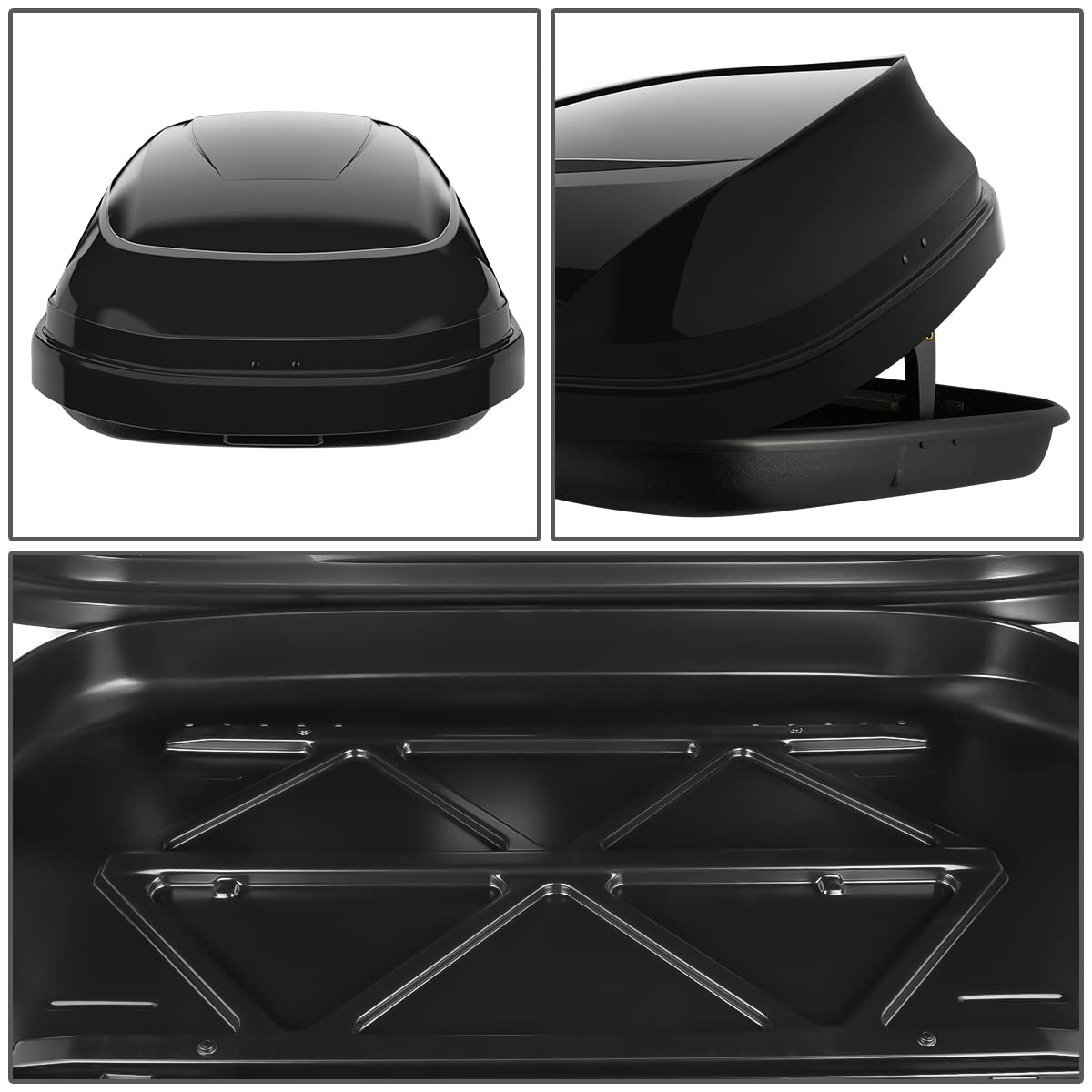 11 cu. ft. Rooftop Cargo Carrier ABS Lockable Heavy Duty Hard Shell Waterproof Car Roof Rack Luggage Carrier 53 X 34 X 15 Inches Glossy Black Capacity 110 LBS