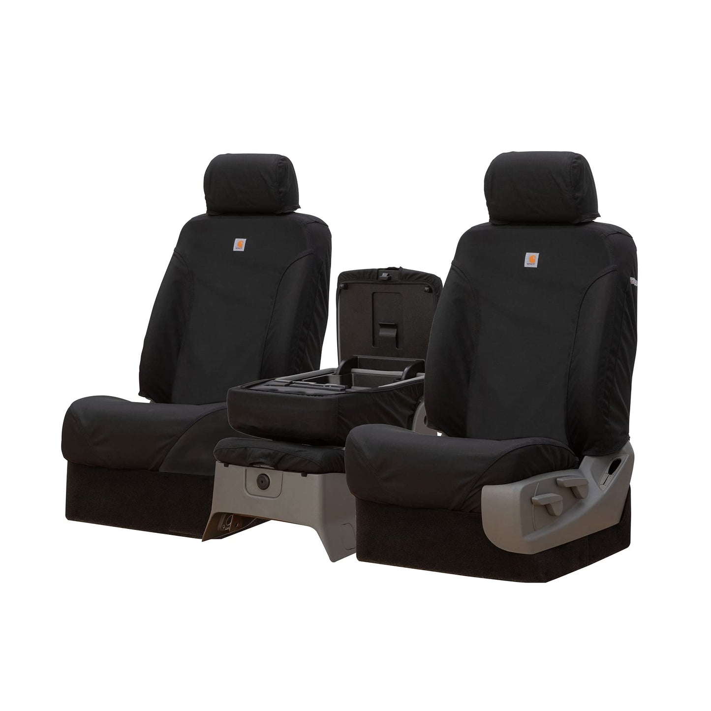 Covercraft Carhartt Super Dux SeatSaver Custom Seat Covers | Fits 2019-2025 Chevrolet Silverado/GMC Sierra 1500, 2020-2025 Silverado/Sierra 2500/3500 | 1st Row 40/20/40 Bench Seat, Super Dux Black