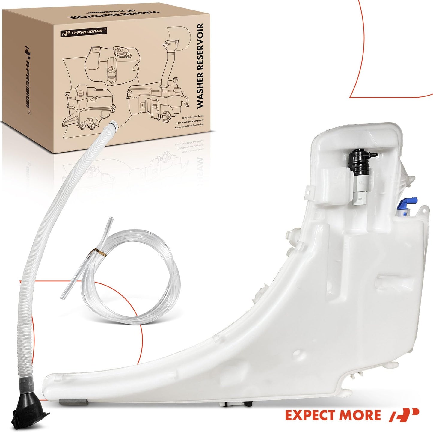 A-Premium Windshield Washer Reservoir Tank Assembly Compatible with BMW 128i, 135i, 135is, 323i, 325i, 325xi, 328i xDrive, 328xi, 330i, 335i xDrive, M3 - with Cap & Washer Pump & Fluid Level Sensor