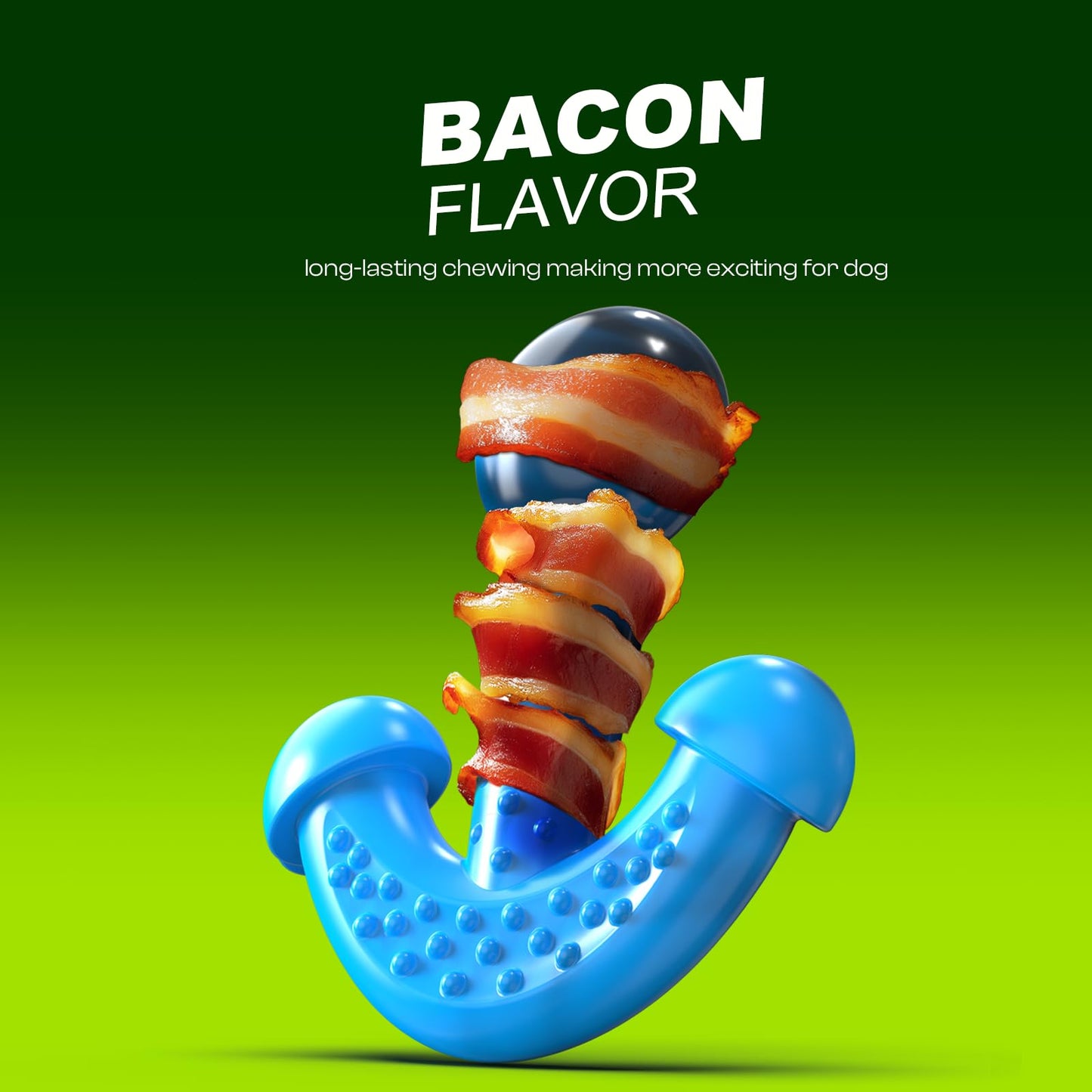 Indestructible Dog Chew Toy for Aggressive Chewers – Durable Nylon Dental Toy for Puppy Teething and Small Breeds, Anchor Shape Chew with Bacon Flavor
