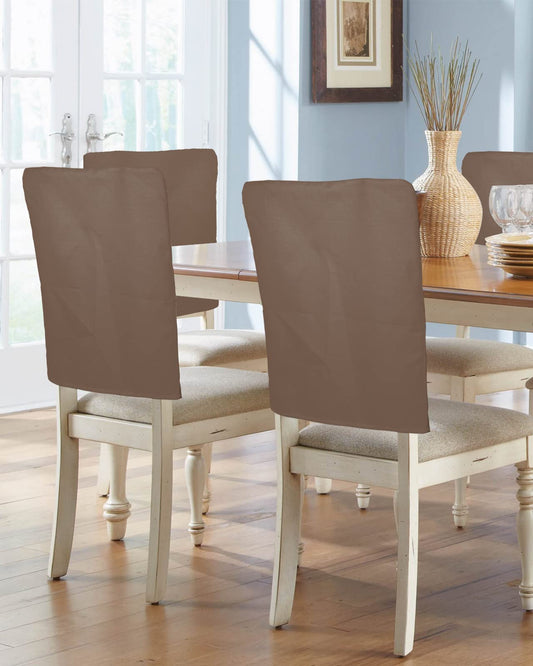 LiDU Pure Brown Chair Covers Set of 4 for Dining Room, Simple Solid Color Chair Back Cover Removable Kitchen Chair Slipcovers Seat Protector for Party Banquet Christmas Decorations