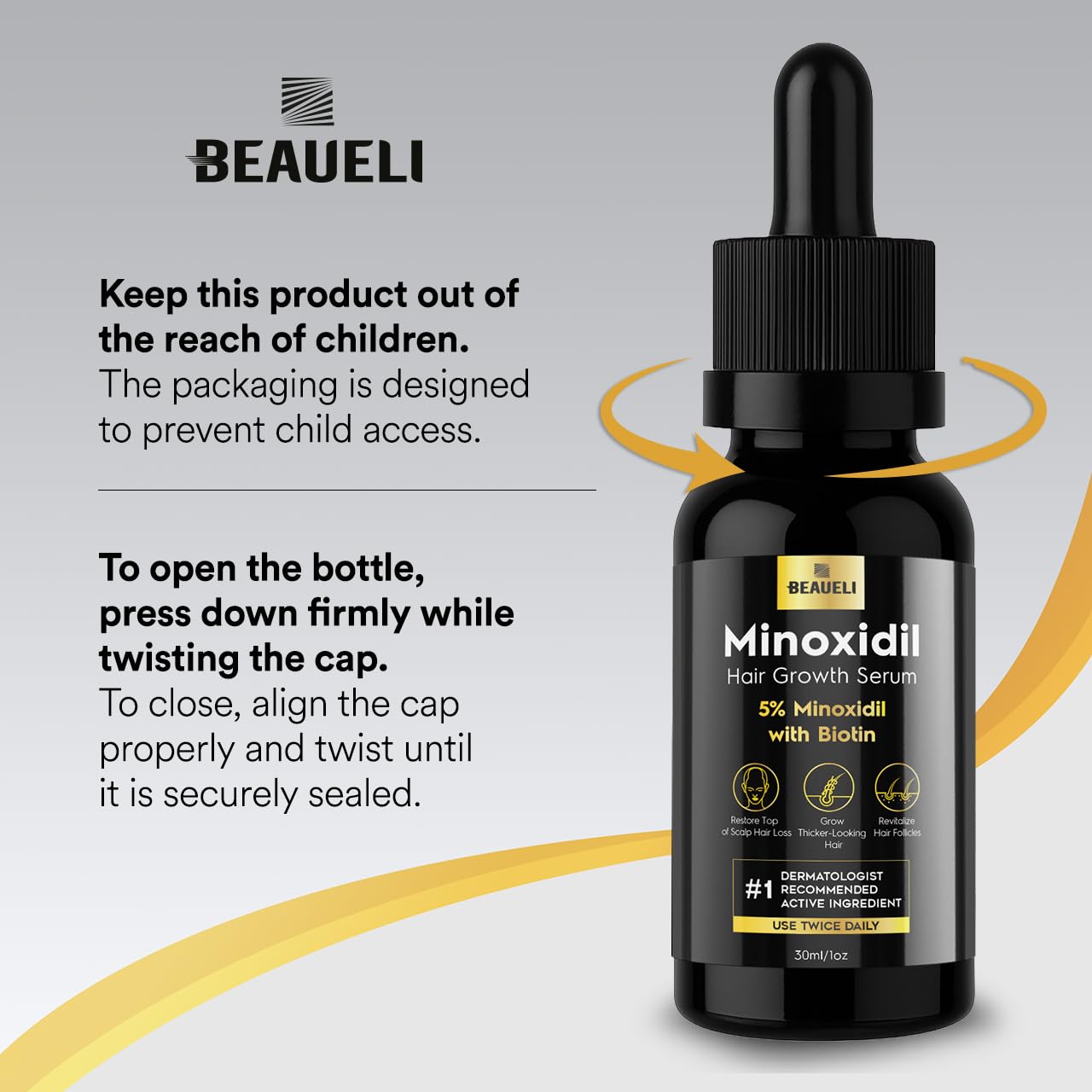 5% Minoxidil for Men and Women, Hair Growth, Beard Growth, Hair Regrowth, Unscented Drop, 3 Fl Oz, 3 Bottles