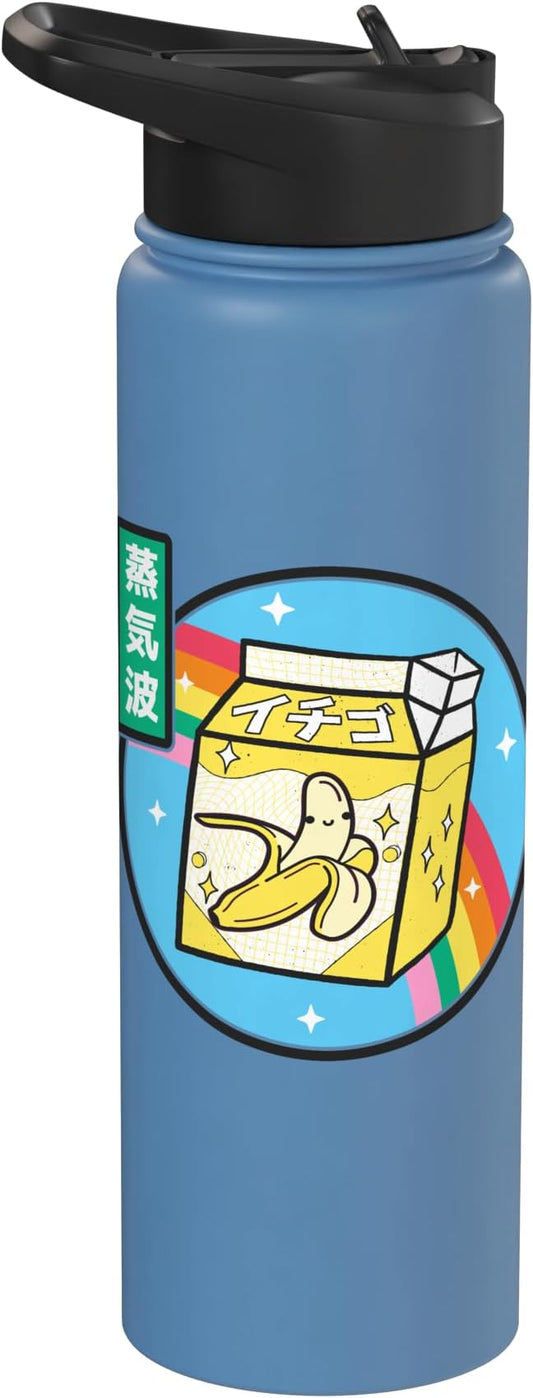 Banana Milk Carton Rainbow Japan Style Otaku Vaporwave Anime Stainless Steel Insulated Water Bottle