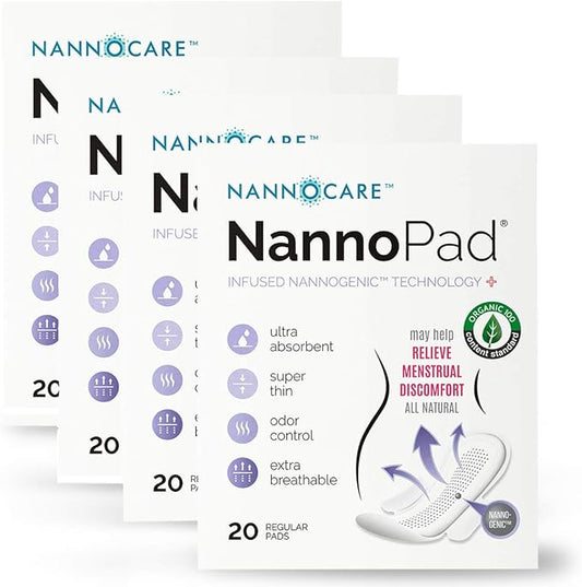 Regular Sanitary Pads with Wings - Certified Organic Cotton - Reduces Discomfort - 20 Pads (4 Pack)