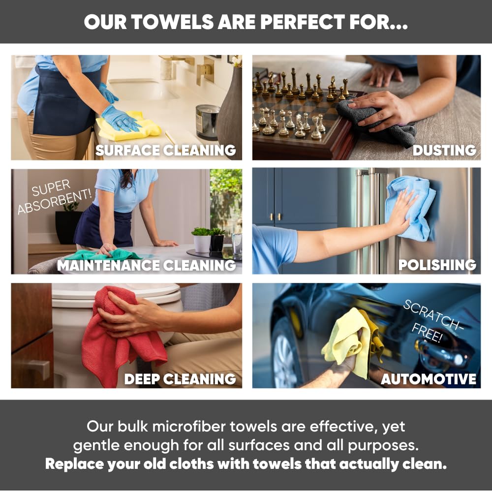 Microfiber Wholesale 16" x 16" All Purpose Towels - 50 Pack (Yellow, 200 Pack)