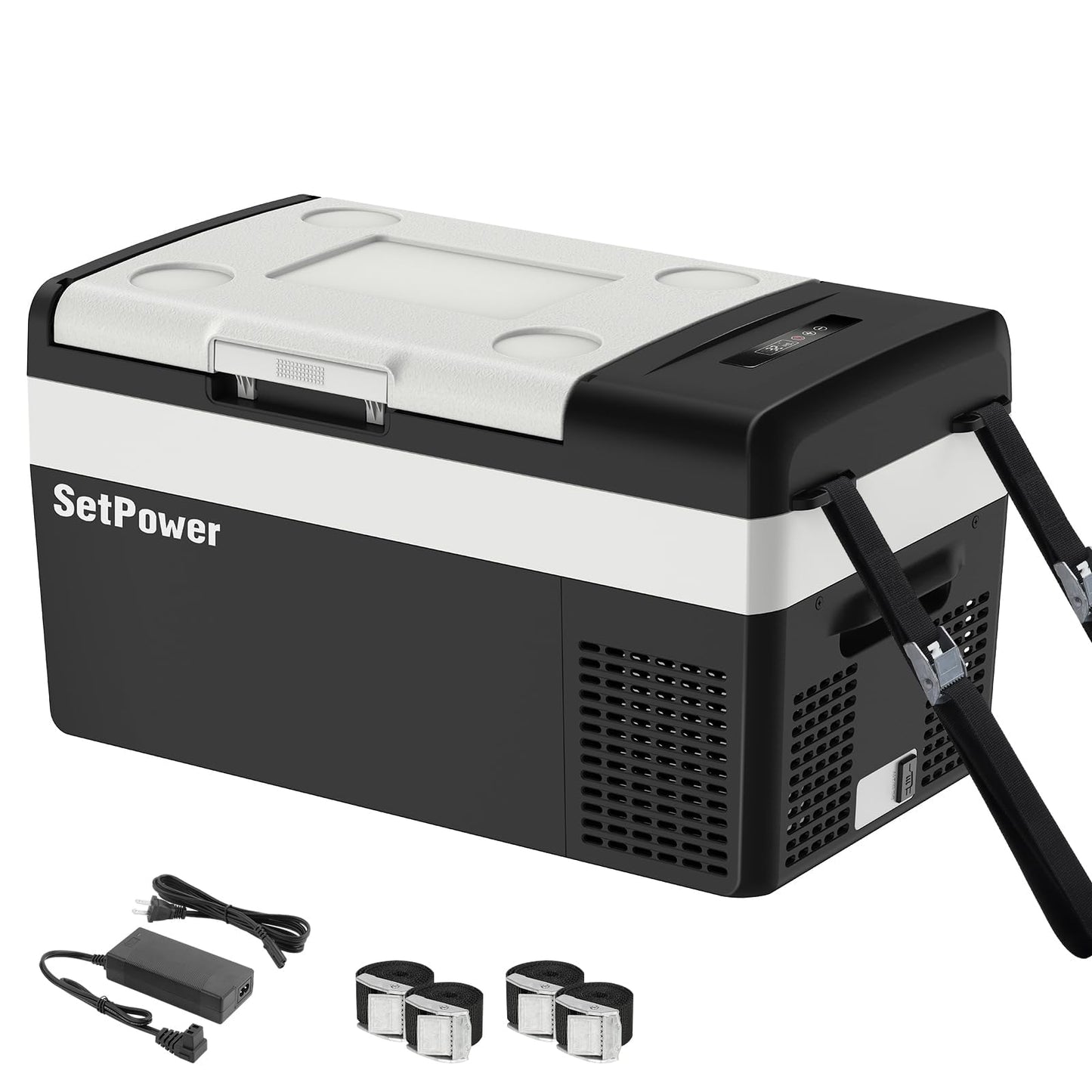 Setpower 12 Volt Refrigerator, 21QT portable freezer,12V Car Fridge With Fix Ropes,Compressor Electric Cooler -4℉~68℉,Plug in cooler for vehiclesTruck RV SUV Van Travel Camping RoadTrip