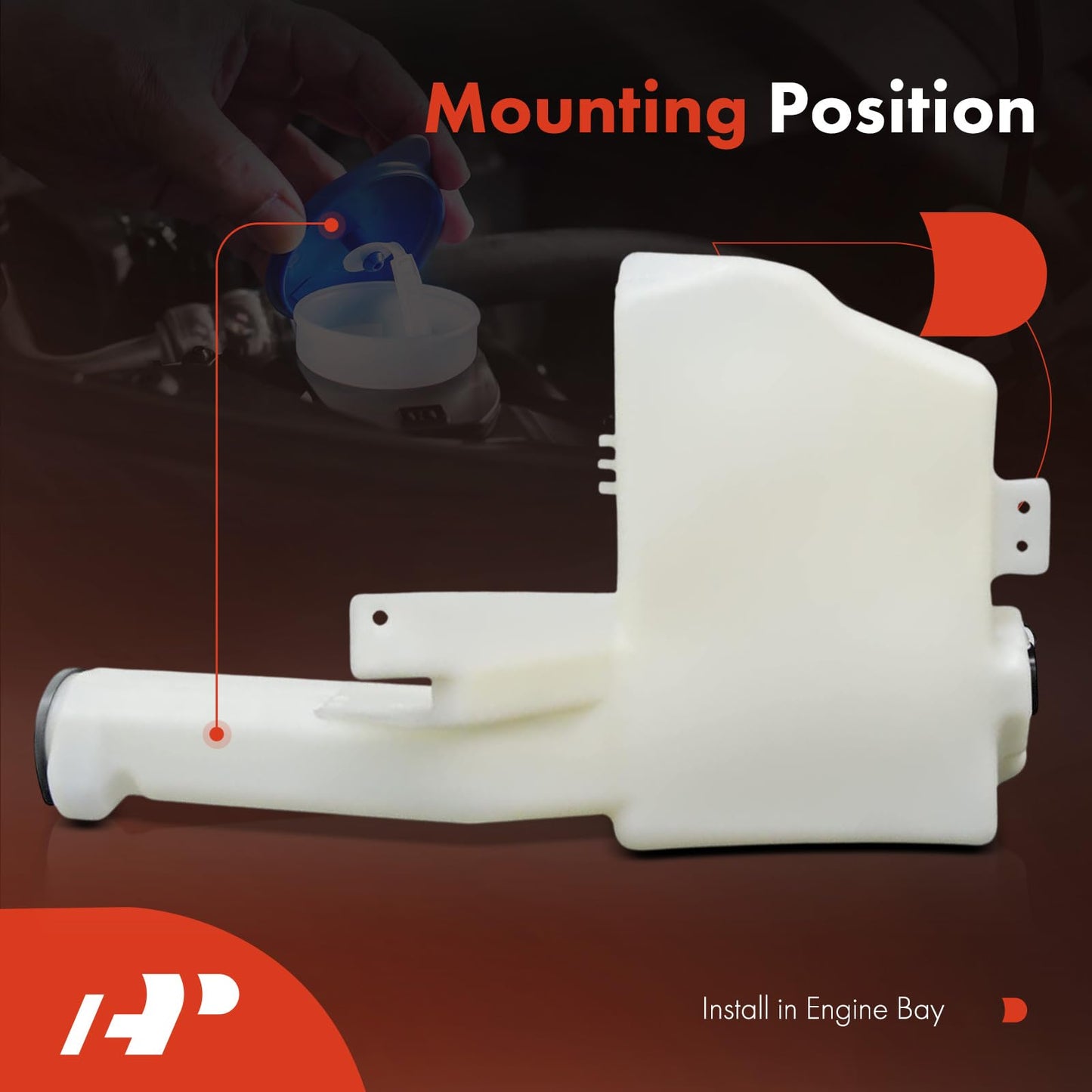 A-Premium Windshield Washer Fluid Reservoir Tank Assembly Compatible with Nissan Murano 2003 2004 2005 2006 2007 - with Pump & Sensor & Filler Neck & Cap